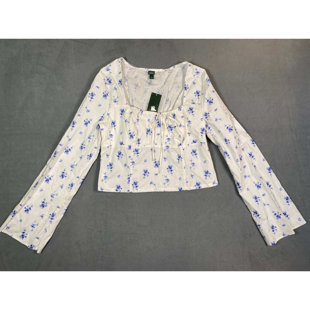 Wild Fable women's "L" measures medium Bell Sleeve Crop floral blouse  Fairycore
